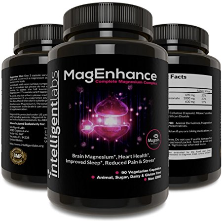 MagEnhance Best Magnesium Supplement, Magnesium-L-Threonate Complex, With Magnesium Glycinate and Taurate | Brain, Heart, Sleep, Memory and Fibromyalgia, 100% Money Back Guarantee! Vitamin Magnesium.