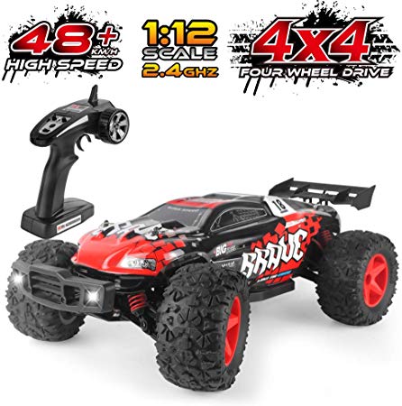 RC Car 1/12 Off Road Remote Control Car 4WD 48KM/H, HiStorm All Terrian Hobby Grade RC Monster Truck, 2.4GHz Remote Controlled Cars for Boy Girls Kids Adults, Rechargeable High Speed RC Car| Best Gift