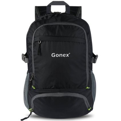 Gonex Lightweight Packable Backpack Hiking Climbing Cycling Daypack Upgraded Version 30L(Black)