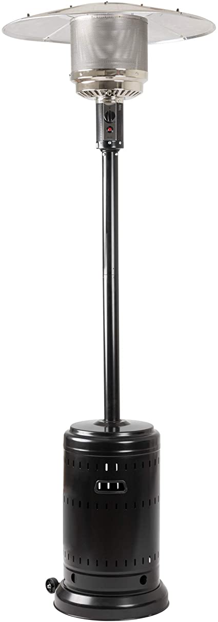 AmazonBasics Outdoor Patio Heater with Wheels, Propane 46,000 BTU, Commercial & Residential - Charcoal Gray