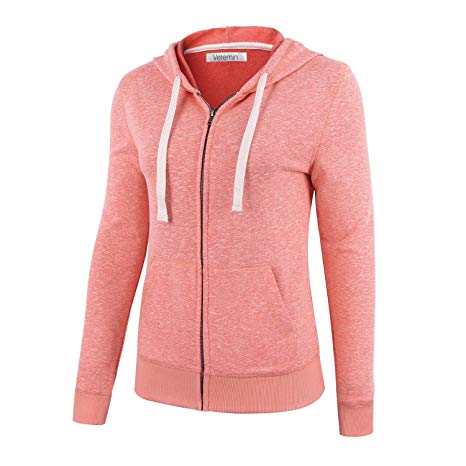 Vetemin Women Basic Soft Zip Up Terry Long Sleeve Pocket Hoodies Sweater Jacket