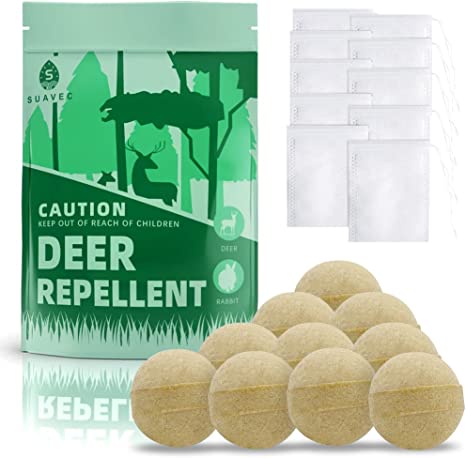 SUAVEC Deer Repellent, Rabbit Repellent, Deer Deterrent for Trees, Rabbit Repellant for Garden, Deer Repellent Outdoor for Plants, Deer Repellent for Yard Powerful, Deer Repellant for Lawn- 10 Packs