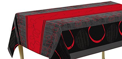 60 x 80-Inch Rectangular Tablecloth Red and Black Modern, Stain Resistant, Washable, Liquid Spills bead up, Seats 6 to 8 People (Other Size Available: 63" Round, 60 x 95", 60 x 120").