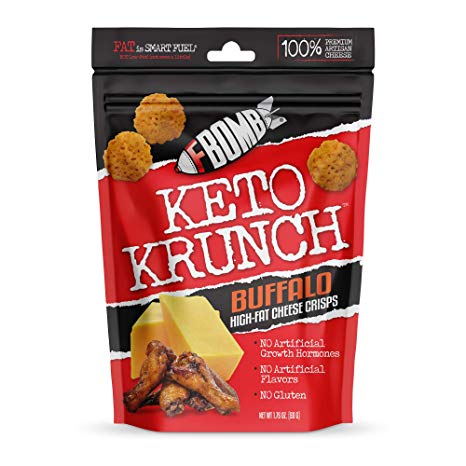 FBOMB Cheese Crisps 6 Pack: Crunchy, Oven Baked Keto & Low Carb Snack | 100% Natural, Premium Artisan Cheese, High Protein, Gluten Free Keto Snack | Buffalo 6 Pack