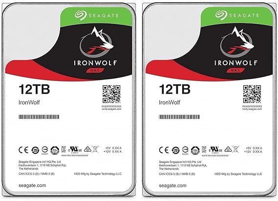 Seagate IronWolf ST12000VN0008 12 TB Hard Drive - SATA 600-3.5" Drive - Internal - 7200RPM - 256 MB Buffer 2 Pack