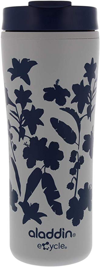 Aladdin eCycle Coffee Travel Mug, 16oz Tumbler with Leakproof Lid – An Ideal Recycled and Recyclable Travel Coffee Mug, Take Your Drink on the Go – Insulated Coffee Mug Fits in Cupholder, Navy Floral