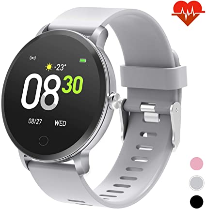 moreFit 1.3” Round Smart Watch with Heart Rate Blood Pressure Monitor, Fitness Tracker Watch Activity Tracker for Men, Waterproof Fitness Watch Sleep Monitor Step Counter Sport Watches for Women