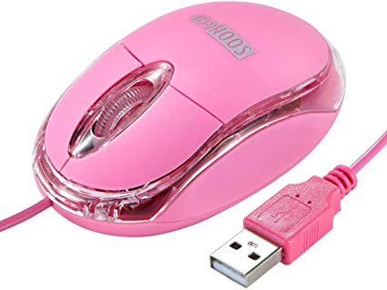 SOONGO Pink USB Mouse for Lapton MINI Wired PC Mouse Ergonomic mice portable 1.5M Cable