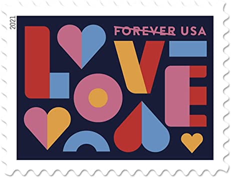 Love 2021 Forever Postage Stamps Sheet of 20 US Postal First Class Valentine Wedding Celebration Anniversary Romance Party (20 Stamps)