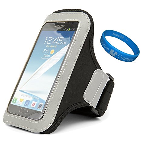 Premium Workout Armband Case for Alcatel OneTouch Idol 3C / Idol 3 / Hero 2C / Flash Plus / Hero 2  / Pop Mega LTE / Pop C9 Smartphones   SumacLife TM Wristband (Black)