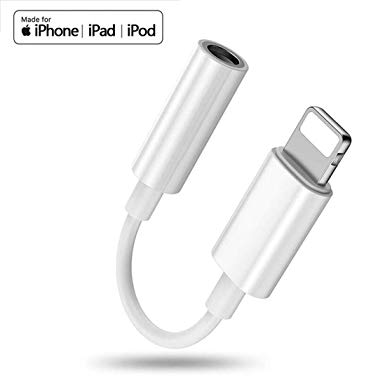 Headphone Jack Adapter for iPhone 3.5mm Earphone Adapter for iPhone Xs/Xs Max/XR/ 8/8 Plus/X / 7/7 Plus, Audio Splitter Accessories Music Aux Adapter Headphone Dongle 3.5mm Earbud Cable - White