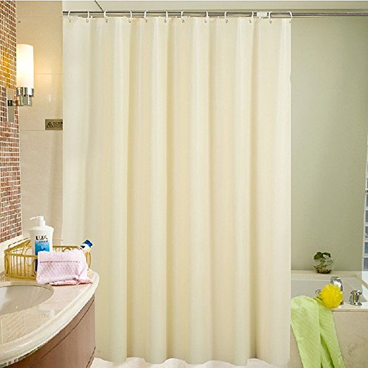 Uforme 72 Inch By 72 Inch Vinyl Shower Curtain Waterproof and Mildew Resistant, Durable Bathroom Curtain Non-Toxic with Solid Pattern Design, Beige