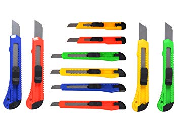 eZthings 10 Heavy Duty Box Cutters Openers Utility Knives with Snap off Blades (Variety Knife Set)