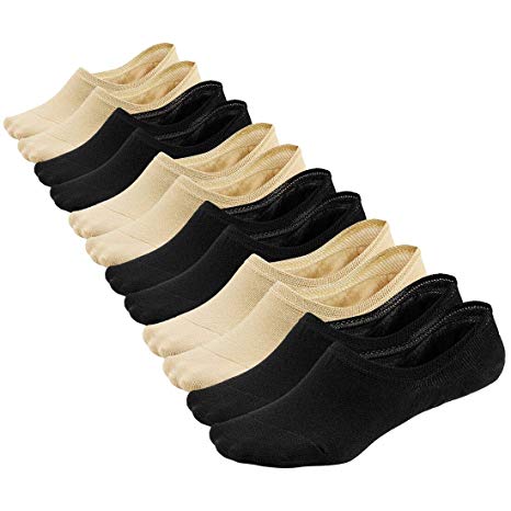 Women No Show Socks - 6 Pairs Non Slip Cotton Low Cut Invisible Socks for Sneaker Loafers