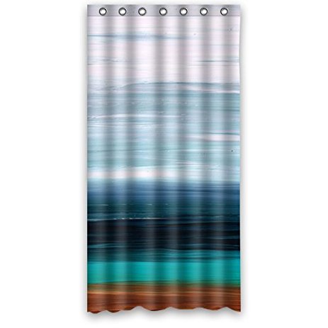 Hipster White Black Aqua Brown Landcape Sky Gray Soothing and Calm Shore Polyester Fabric Waterproof Shower Curtains 36" x 72"