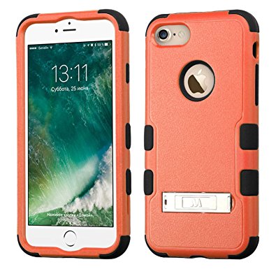 Asmyna TUFF Hybrid Protector Cover with Stand for iPhone 7 - Natural Orange/Black