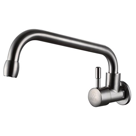 KES K950B SUS304 Stainless Steel Cold Tap Single Lever Kitchen Faucet Lead-Free WALL MOUNT G 1/2 Male Connection, Brushed