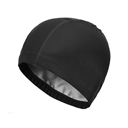 SUPOW® Swimming Cap, New Flexible Durable PU Diving Hat Swimming Equipment Hats Water-Proof Swim Caps Protective Ear Caps Adult Man And Women Unisex Swimming Cap Extra Large Long Hair Swimming Cap Swimming Hat