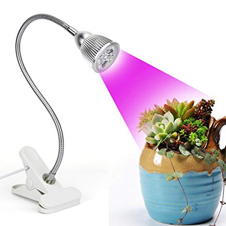 Led grow light, Desk Clip Plant Grow Lamp 5W with 360° Flexible Gooseneck for Indoor Office Home Garden Greenhouse Plants Growing Lighting