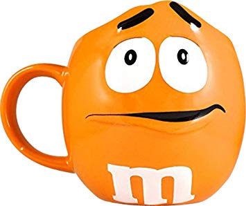 M&Ms Fun Sculpted Face Extra Large 24 oz Ceramic Coffee Tea Mug m&m m & m (Orange)