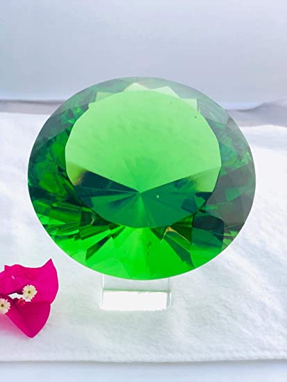#120mm Crystal Diamond Jewel Paperweight (gereen)