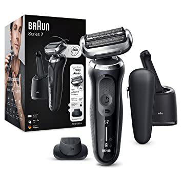 Braun Series 7 Electric Shaver for Men with, Precision Beard Trimmer, Wet and Dry, SmartCare Center, Rechargeable, Cordless Foil Razor, Black, 70-N7200cc