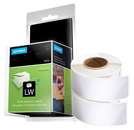 DYMO Authentic LW Mailing Address Labels for LabelWriter Label Printers, White, 1-1/8'' x 3-1/2'', 2 rolls of 260 (30572)