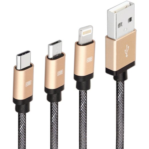 USB Cable, Cyanb High Quality 3 in 1 Type-c, Lightning,micro Usb Adapter Charging Charger Cable Connector for Iphone 6s Plus, 6 Plus, 5s, Ipad,macbook,samsung ,Fast Transmission Quick-connect Charging