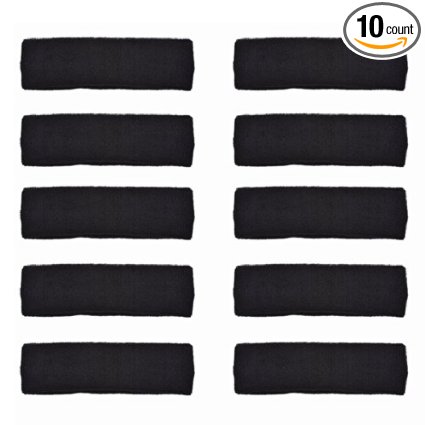 COSMOS ® 10 PCS Black cotton sports basketball headband / sweatband head sweat band/brace