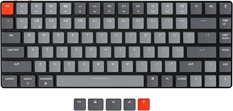 Keychron K3 Version 2, 84 Keys Ultra-Slim Wireless Bluetooth/USB Wired Mechanical Keyboard with White LED Backlit, Low-Profile Gateron Mechanical Red Switch Compatible with Mac Windows