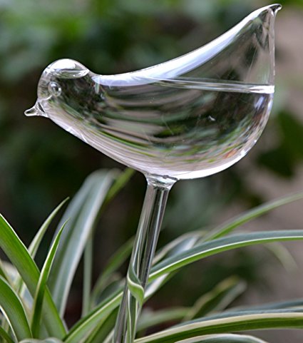 Self Watering Globes Hand-blown Mini Glass Automatic Plant Watering Bulbs Bird Decorative Design,Set of 3