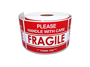 2” x 3” Please Handle With Care – Fragile – Thank You, Warning Shipping Labels (1 Roll, 500 Stickers/Roll)