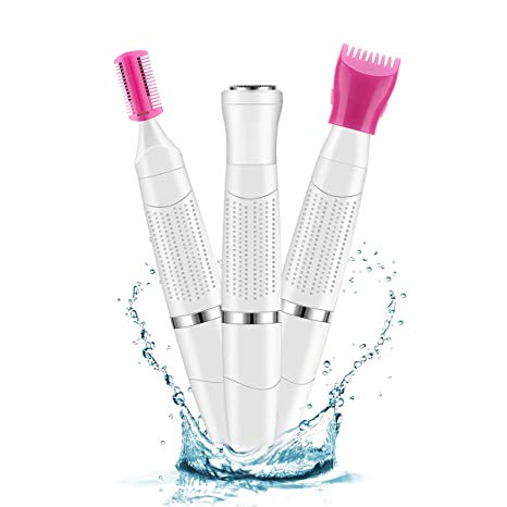 Bikini Trimmer for Women, 3 in 1 Electric Ladies Shaver Facial Hair Painless Removal Eyebrow Trimmer Waterproof Razor