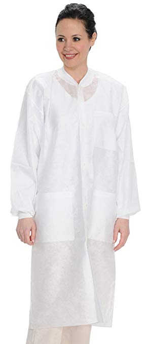 ValuMax 3560WH4XL Easy Breathe Cool and Strong, No-Wrinkle, Professional Disposable SMS Knee Length Lab Coat, White, 4XL, Pack of 10