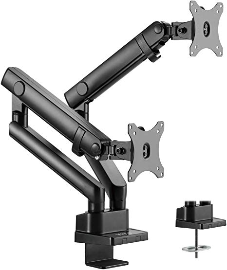 VIVO Premium Aluminum Full Motion Dual Monitor Desk Mount Stand with Lift Engine Arm | Fits Screens up to 32 inches (STAND-V102BB)