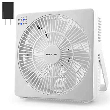 OPOLAR 8 Inch Desk Fan(Included Adapter), USB Operated, 4 Speeds Natural Wind, Timer, Quiet Operation, Seven Blades, Adjustable Angle, Desktop Personal Cooling Fan for Office, Living Room, Bedroom