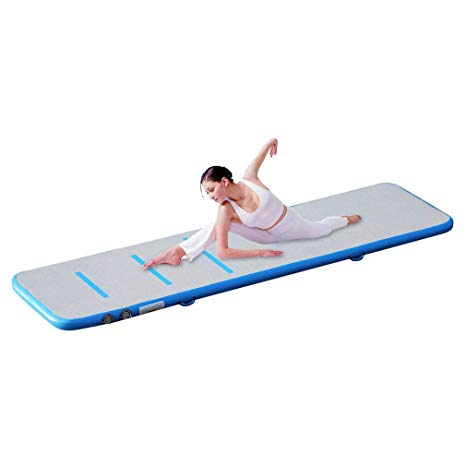 Homgrace Inflatable Gymnastics Mat, Inflatable Air Track Tumbling Mat Gym for Home/Cheer Leading/Beach/Park and Water