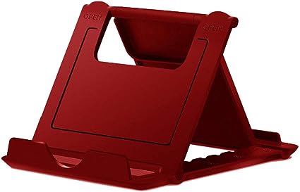 MYLB Cell Phone Stand, Universal Foldable Tablet Stand Multi-angle Pocket Desktop Holder Cradle (Red)