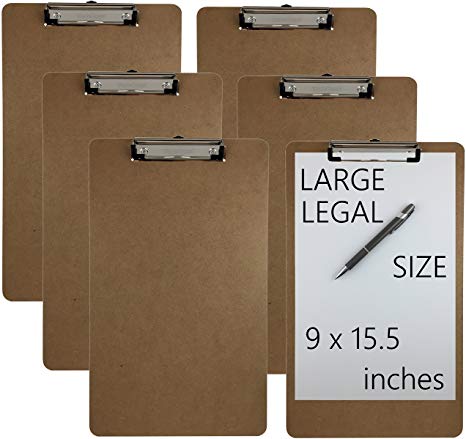 Trade Quest Legal Size Clipboard 9'' x 15.5'' Low Profile Clip Hardboard Single (Pack of 6)