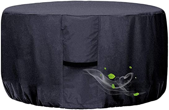 Onlyme Fire Pit Cover Round - 32 Inch Waterproof Fire Bowl Cover for Outdoor Patio, Anti-UV, Windproof - Black (32 x 16 inch)