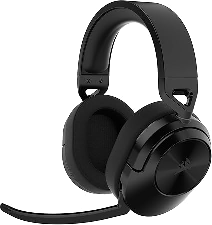 Corsair HS55 Wireless CORE Gaming Headset - Low-Latency 2.4Ghz, Up to 50ft Bluetooth Range, Lightweight Construction, Tempest 3D AudioTech Support on PS5, Omni-Directional Microphone - Black