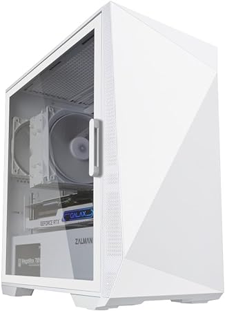 Zalman Z1 Iceberg Mini Tower Gaming PC Case - 3 x 120mm Fans Preinstalled - Swing Door Tempered Glass Side Panel - 2 x USB 3.0 - Micro ATX, Mini-ITX, White