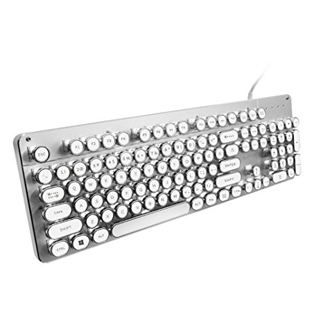 LED Backlit Keyboard | USB Gaming Keyboard Mechanical Keyboard,Games Typewriter Keyboard with LED Backlit (White-With White Light)
