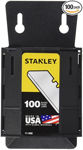 Stanley 11-988 Safety/Carton Round Point Utility Blades with Dispenser,Pack of 100(Pack of 100)