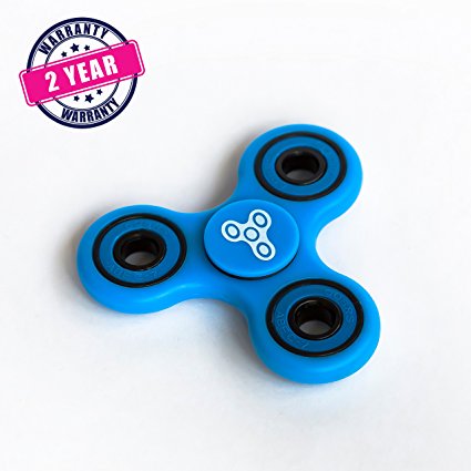Anti-Stress Spinner | FLUORESCENT Fidget Hand Spinner Toy Stress Reducer Relieves ADHD Anxiety and Boredom With Premium Hybrid Ceramic Bearing - Fluorescent Blue & Blue