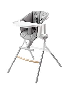 BEABA Up & Down High Chair, 6-Position Height Adjustment for All Table Heights Including Island and Bar, Removable Tray, Perfect for Babies and Toddlers, Gray