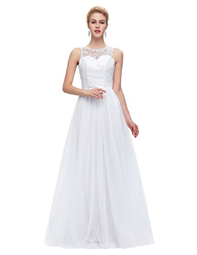 Grace Karin Elegant Lace Bodice Tulle Sleeveless Long Bridesmaid Maxi Dress