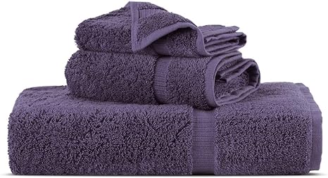 Towel Bazaar Premium Turkish Cotton Super Soft and Absorbent Towels (3-Piece Towel Set, Plum Purple)