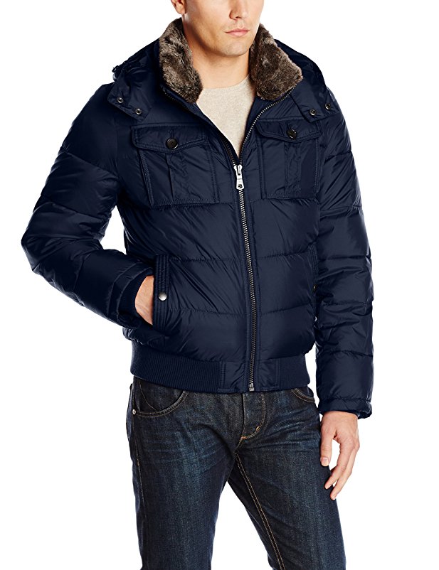 Tommy Hilfiger Men's Nylon Hooded Puffer Bomber Jacket