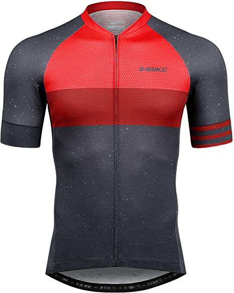 INBIKE Mens Cycling Jersey 3 Rear Pockets Moisture Wicking Short Sleeve Quick Dry Reflective Biking Shirts